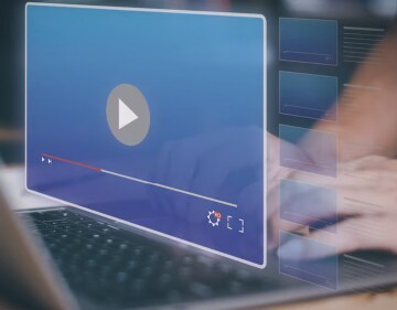Healthcare professional accessing video library of menopause